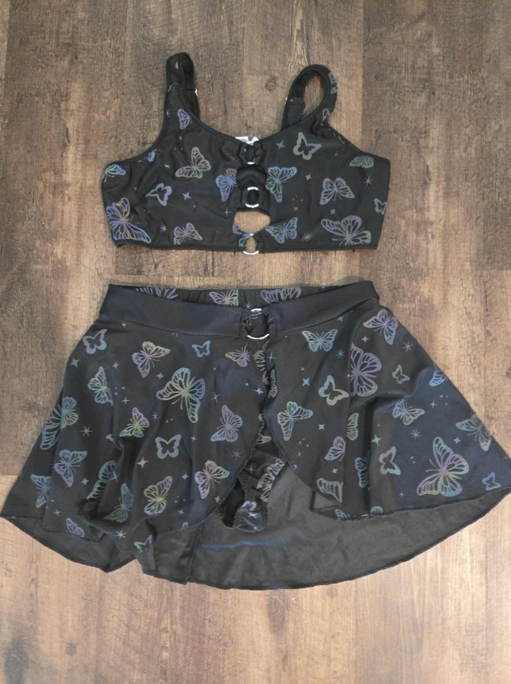 Black Butterfly Three-Piece Skirt Set